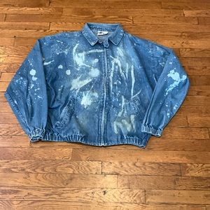 🔥Vintage 90s WEK Boxy Blue Acid Wash Denim Zip up Jacket w/ Pockets Size XL